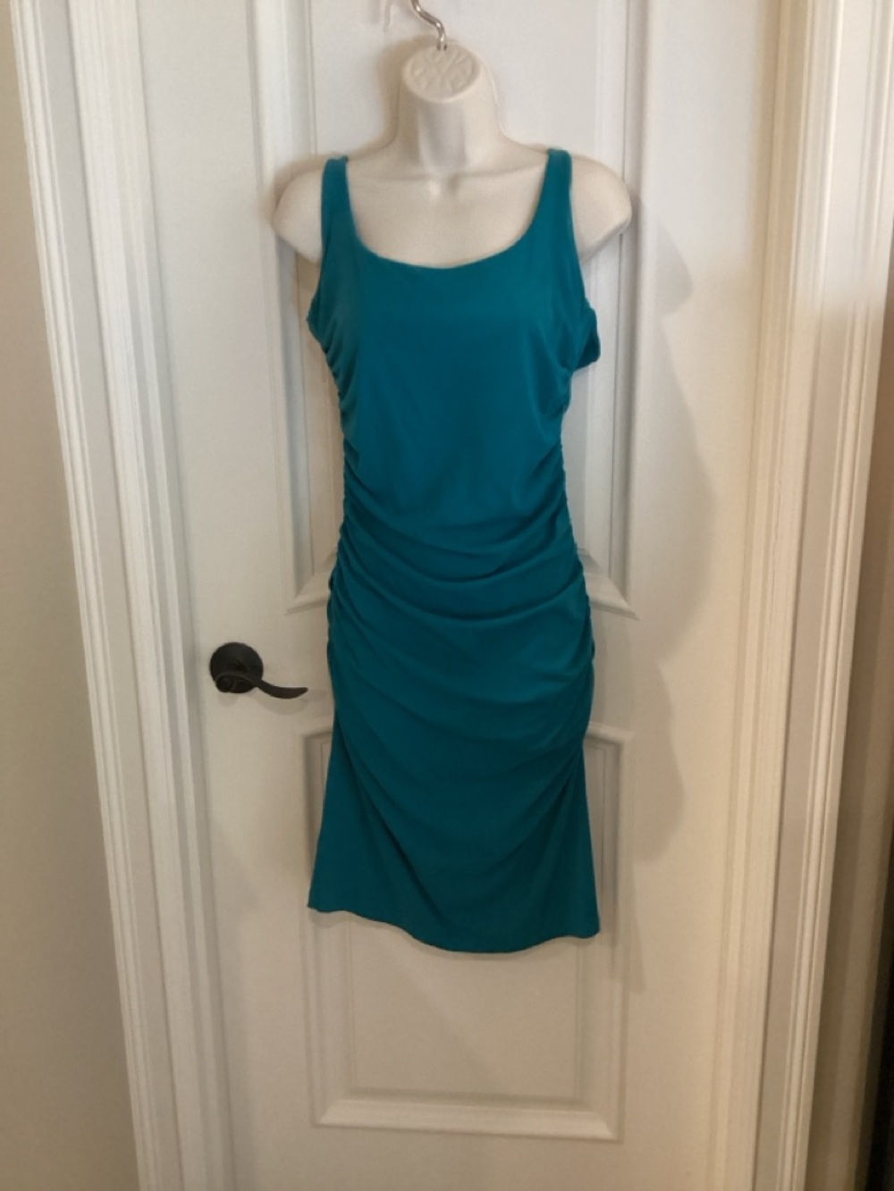 Susana Monaco Teal Ruched Tank Midi Dress